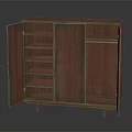 Wooden Entryway Side Cabinet with Multiple Shelves Clothes Rod Simple Design and Slim Legs