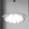Modern White Leaf-shaped Chandelier With Circular Design And Soft Lighting For Interior Space