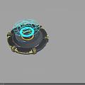 Advanced Holographic Projection Device With Circular Base And Blue Hologram