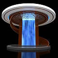 Modern PC Water Cooling System with Blue Flowing Water and Circular Base Design 3d model
