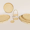 Handwoven Bamboo Household Items With Round Trays Stand And Various Sizes