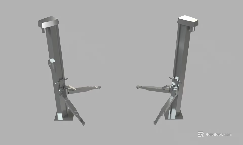 Industrial Equipment Silver Metal Support Pillars With Adjustable Components And Structural Design 3d model 