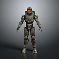 Futuristic Tactical Mech Suit With Advanced Metallic Armor And Red Visor