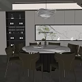 Middle Ancient Style Restaurant Dining Table and Chair Combination Sideboard 3d model