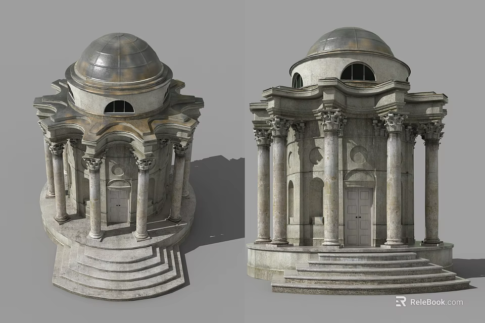 Classical Dome 3D Architectural Model With Columns Steps And Ornate Details 3d model 