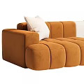 Brown and White Sectional Sofa with Modular Design and Decorative Pillows for Living Room