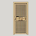 Elegant Golden Door With Intricate Grid Design And Central Decorative Pattern