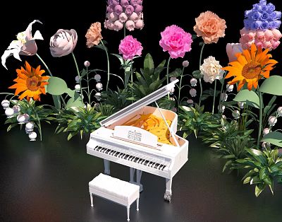 Modern Beauty Chen Green Plant Music Flower Beauty Chen 3d model