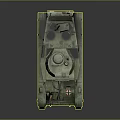 Green Camouflage Military Tank With Armored Exterior Metal Tracks And Cannon Barrel