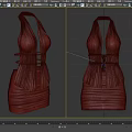 Green Halter Neck Dress with Sheer Mesh Tie Waist and Pleated Skirt Design