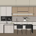 Modern Restaurant Kitchen Interior With Island Counter Pendant Lights Dining Chairs And Natural Light