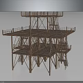 Industrial Multi Level Metal Platform Structure With Railings And Staircases 3d model