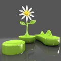 Green Public Chair Design With Unique Flower Decoration And Modern Shape