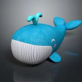 Blue Whale Plush Toy With White Belly Pink Cheeks And Water Spout