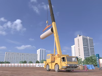 Industrial Factory Building Under Construction With Crane Heavy Machinery And Blue Sky 3d model