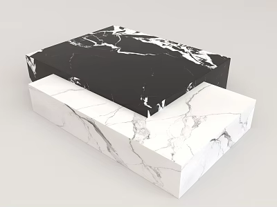 Modern Black And White Marble Coffee Table With Sleek Design And Stacked Structure 3d model