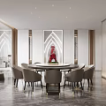 Modern Private Room Interior With Marble Floor And Partition 3d model