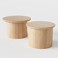 Simple Style Wooden Functional Tables Featuring Round Top And Cylindrical Structure 3d model