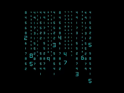 Creative Wall Decor Featuring Blue Numbers on Black Background with Matrix Arrangement 3d model