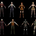 Multiple Character 3D Models With Different Outfits And Detailed Costumes 3d model