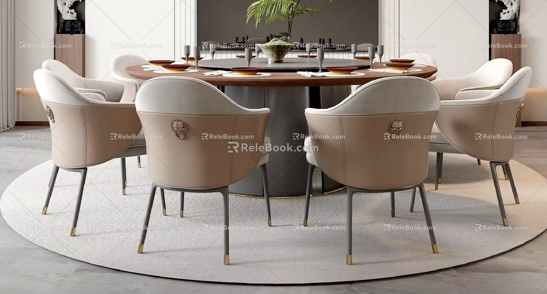 New Chinese Dining Table and Chair Box Dining Table and Chair 3d model