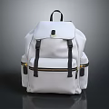 Stylish White Backpack With Black Straps Zipper Details And Minimalist Design