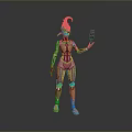 3D Rendered Sci Fi Game Character With Brown Blue Mechanical Armor And Blue Tablet