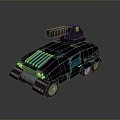 Futuristic Armored Vehicle With Top Mounted Weapon And Dark Exterior Design