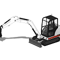 Industrial Equipment Small White Excavator With Orange Stripe Cabin Digging Arm And Crawler Tracks