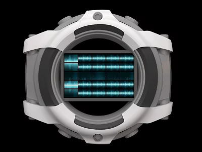 Modern Digital Watch With Blue Wave Display And White Gray Case 3d model