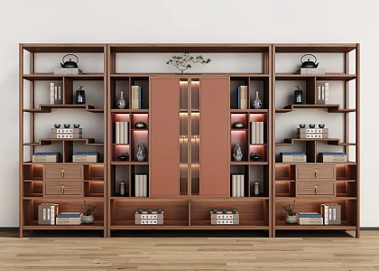 New Chinese Style Bookcase Bogu Rack Study Bookcase Finished Bookcase Combination 3d model