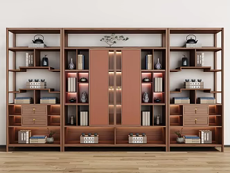 New Chinese Style Bookcase Bogu Rack Study Bookcase Finished Bookcase Combination 3d model