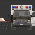 White And Black Police Car Model With Red Blue Lights And Doors