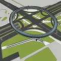 Urban Modern Circular Road Interchange With Multiple Junctions And Green Landscape 3d model