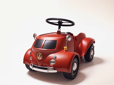 Red Volkswagen Kids Ride On Electric Toy Car With Steering Wheel 3d model