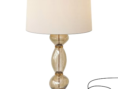 Elegant Table Lamp With Beige Fabric Lampshade And Glass Base Design 3d model