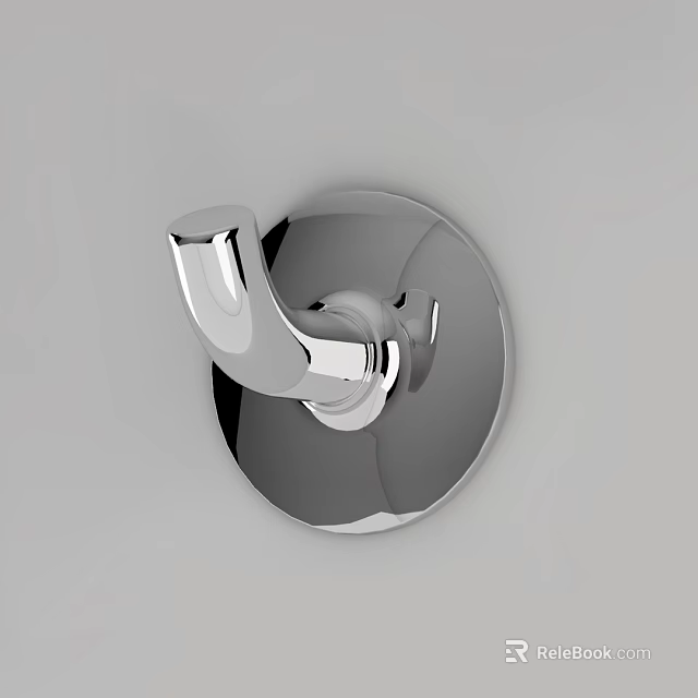 Chrome Wall Mounted Hook With Round Base And Modern Sleek Design 3d model