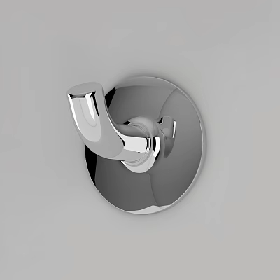 Chrome Wall Mounted Hook With Round Base And Modern Sleek Design 3d model