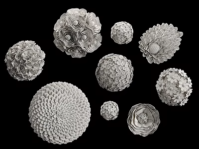 Decorative Spherical Household Items With Intricate Flower Patterns And Textured Surfaces 3d model