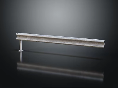 Gray Metal Guardrail With Sleek Design And Support Posts On Reflective Surface 3d model