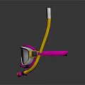 Pink Snorkel Mask And Yellow Tube Underwater Swimming Gear Set