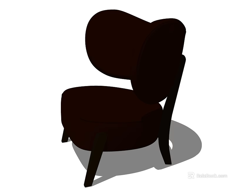 Stylish Dark Single Sofa Featuring Simple Design And Sturdy Wooden Legs 3d model