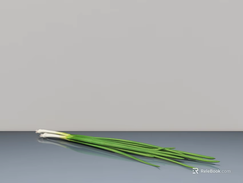 Elegant Modern Tableware Set With Fresh Green Onion For Kitchen Dining 3d model 