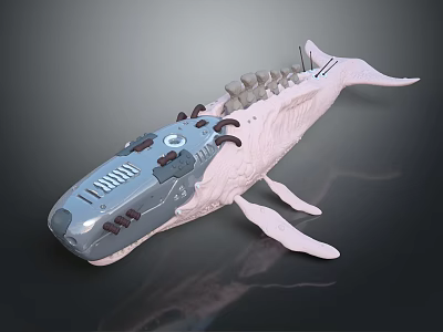 Detailed Biomechanical Whale Model With Skeleton Frame And Metal Components Design 3d model
