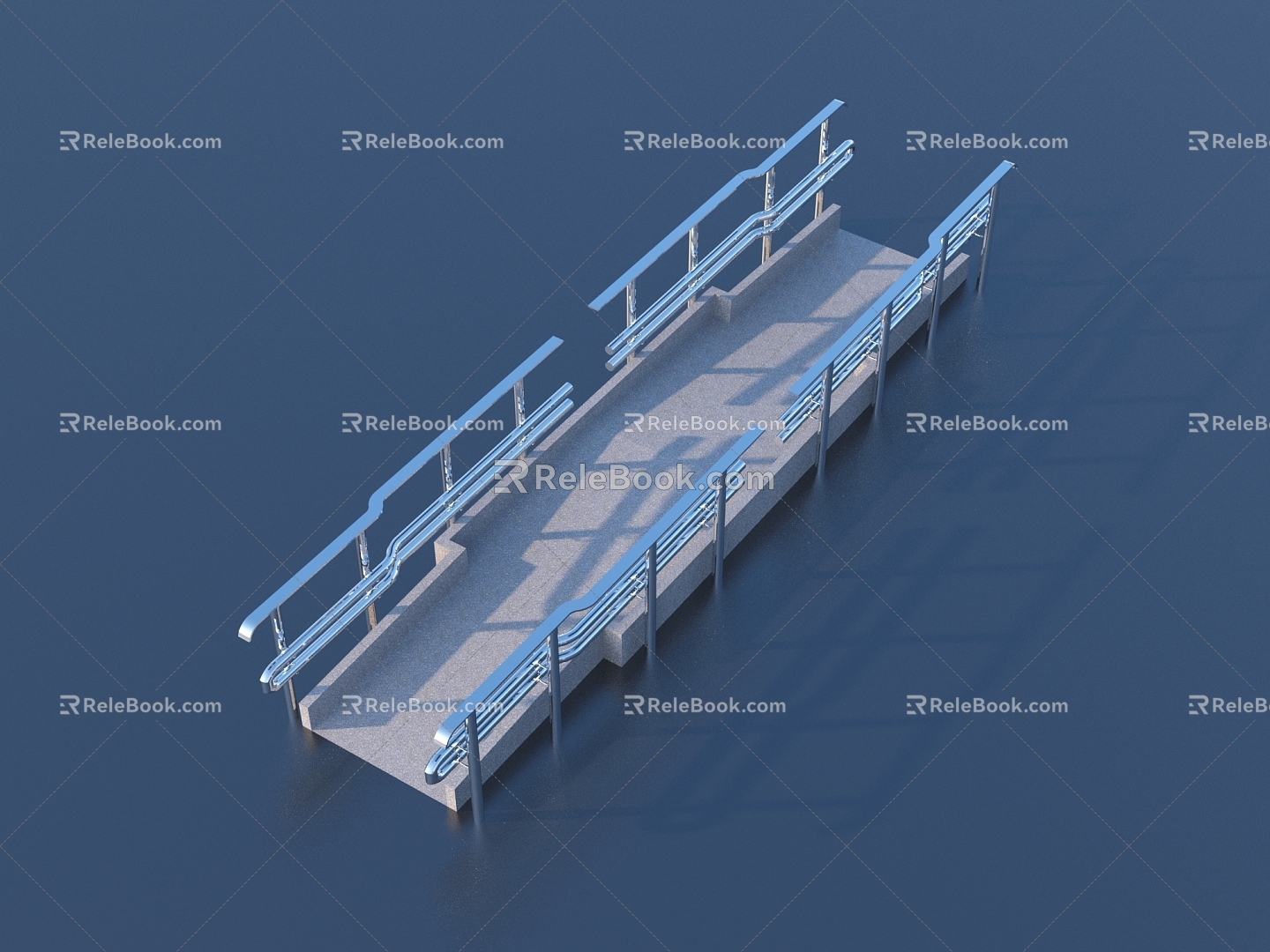 Handicapped ramp railing 3d model