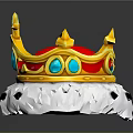 Golden Crown With Red Lining Blue Red Gemstones Cross Top Spikes Feather Base Black Accents