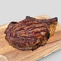 Perfectly Grilled Juicy Steak On Wooden Cutting Board With Charred Edges