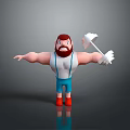 Cartoon Muscular Man Lifting Dumbbell In White Tank Top And Blue Pants