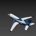 White And Blue Passenger Plane With Modern Design Cockpit Windows And Landing Gear