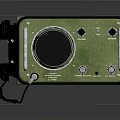 Vintage Green Audio Speaker With Circular Grille Knobs Antenna And Reflection On Dark Background 3d model